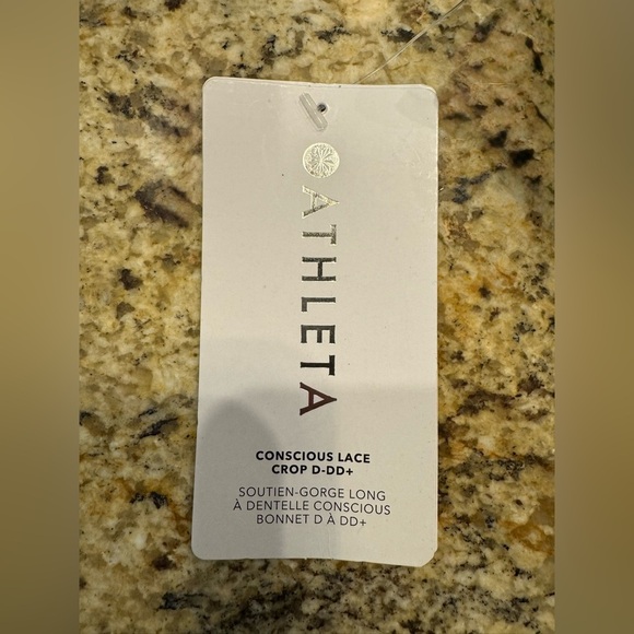 NWT  Athleta Conscious Crop Lace Size Small Black Sport Bra Yoga Gym Run - Picture 9 of 12